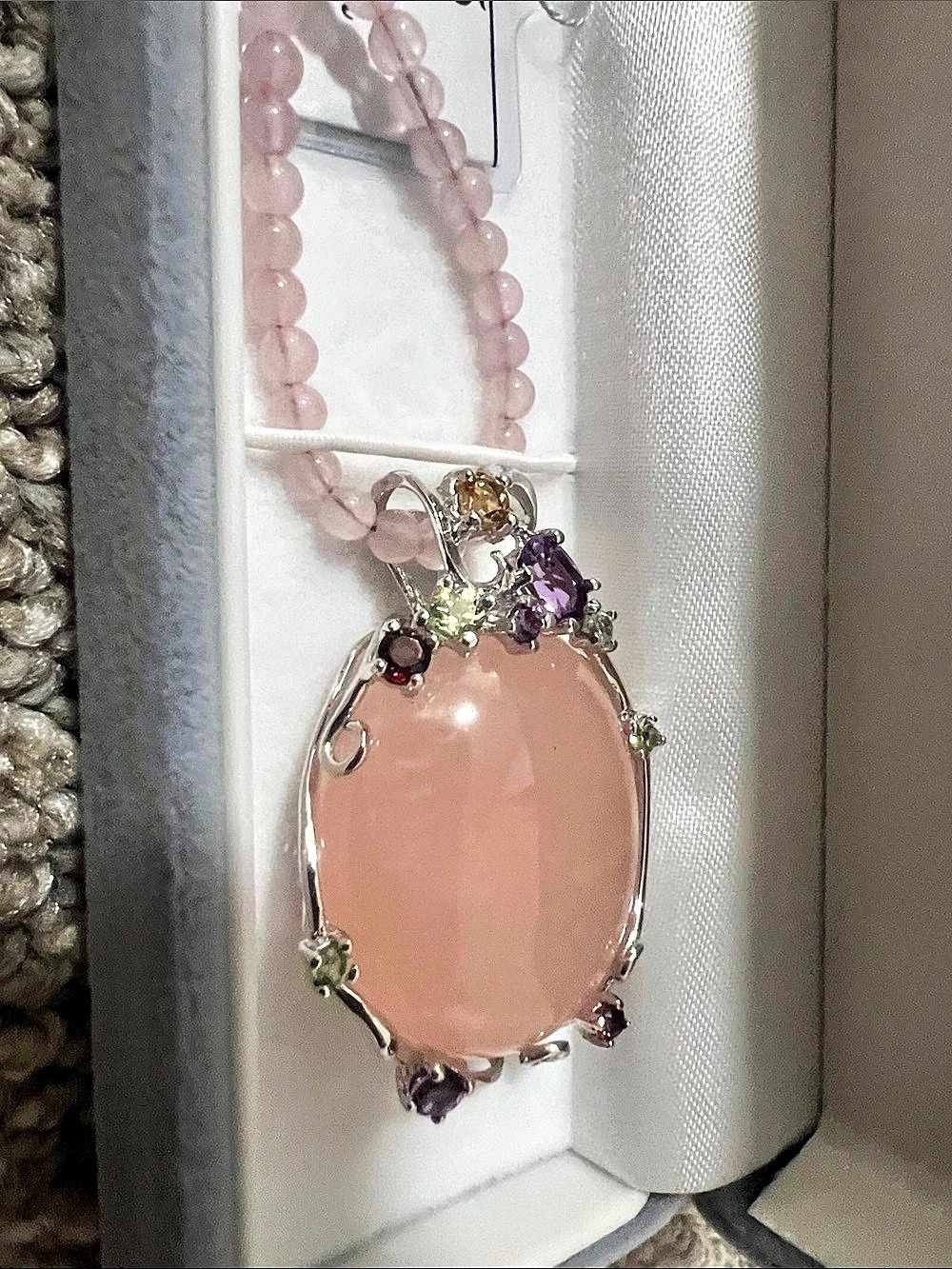Pink & Purple Gemstone Pendant Necklace